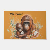 Mother and baby Chimp  ドアマット (正面)