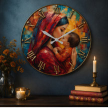 Mother and Baby Colorful Impressionist Family Art 