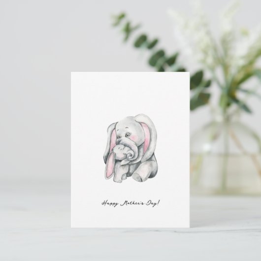 Mother And Baby Elephant Happy Mother's Day Card ポストカード (スタンド正面)