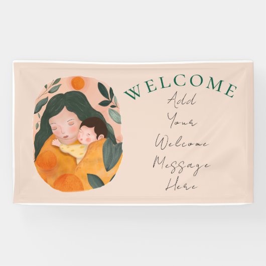 Mother and Baby Floral Watercolor Design 横断幕 (横)