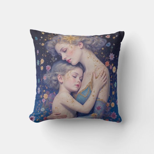 Mother and Child Art Throw Pillow  クッション (正面)