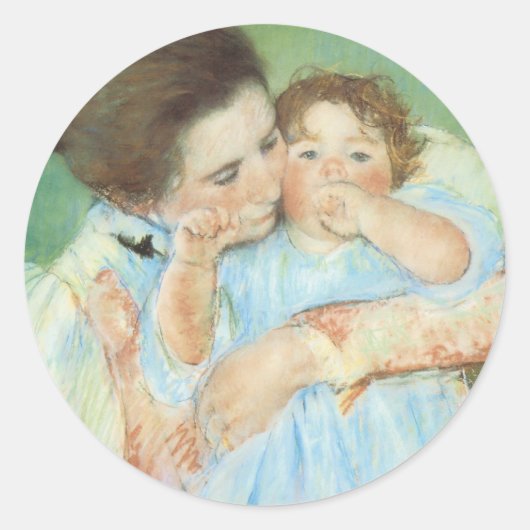 Mother and Child by Mary Cassatt,ヴィンテージファインアート ラウンドシール (正面)