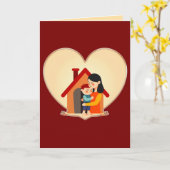 Mother and Child Love Illustration – Warm Family カード (黄色い花)