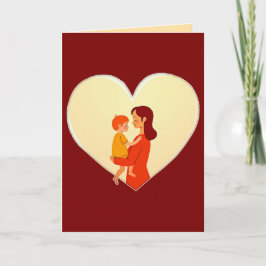 Mother and Child Love Illustration – Warm Family カード