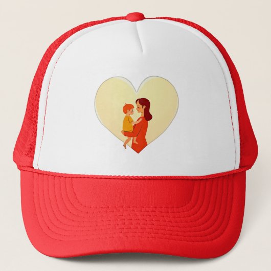 Mother and Child Love Illustration – Warm Family キャップ (正面)