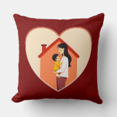 Mother and Child Love Illustration – Warm Family クッション (正面)