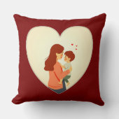 Mother and Child Love Illustration – Warm Family クッション (正面)