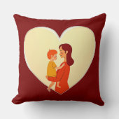 Mother and Child Love Illustration – Warm Family クッション (正面)
