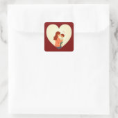 Mother and Child Love Illustration – Warm Family スクエアシール (バッグ)