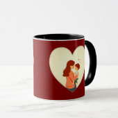 Mother and Child Love Illustration – Warm Family マグカップ (正面右)