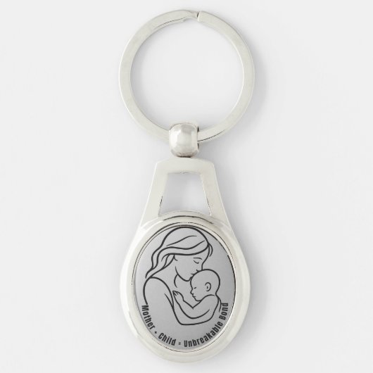 Mother and Child Unbreakable Bond | Oval Keychain キーホルダー (正面)