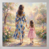 Mother And Little Daughter Walking Poster ポスター (正面)