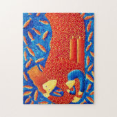 Mother And Son With Goldfish Modern Art Painting ジグソーパズル (縦)