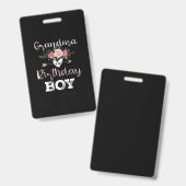 Mother Art | Grandma Of A Birthday Boy Birthday バッジ (正面＆裏面)