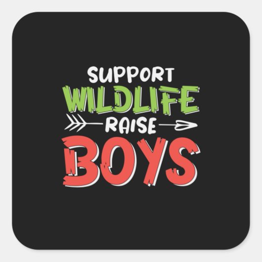 Mother Art Support Wildlife Raise Boys スクエアシール (正面)