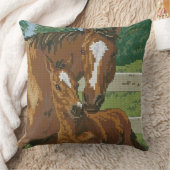 Mother Baby Horse Cross Stitch Style クッション (ブランケット)