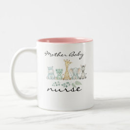 Mother Baby Nurse Safari Jungle Animal Nursery ツートーンマグカップ