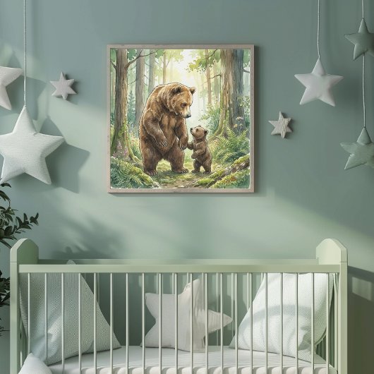 Mother Bear and Cub Nursery ポスター