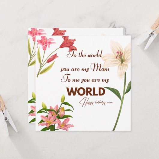  Mother Birthday card with flower カード (正面/裏面インサイチュ)