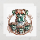 Mother Boxer And Her 3 Pups 招待状 (正面/裏面)