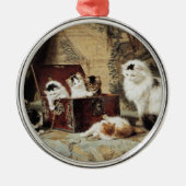 Mother Cat and Kittens by Henriette Ronner-Knip メタルオーナメント (正面)