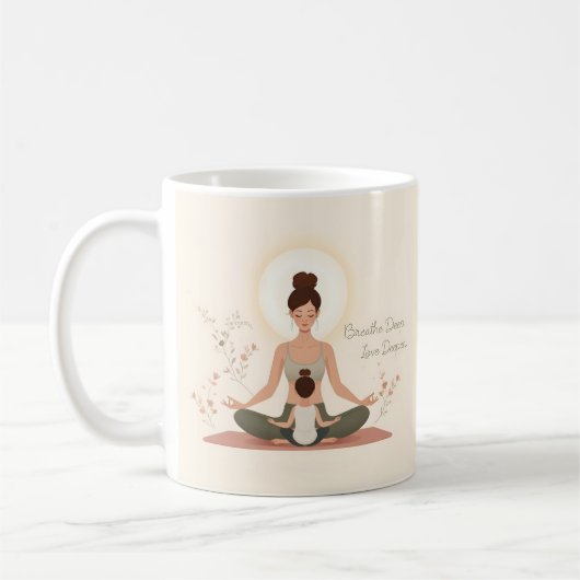 Mother Child Yoga Meditation Art コーヒーマグカップ (左)
