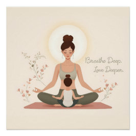 Mother Child Yoga Meditation Art ポスター