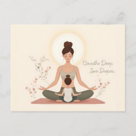 Mother Child Yoga Meditation Art ポストカード