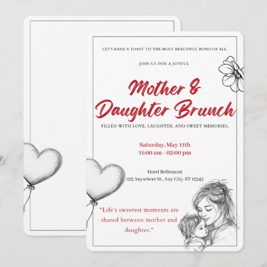 Mother Daughter Brunch Invitation (正面/裏面)
