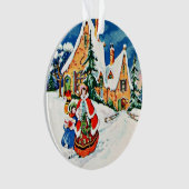Mother Daughter Christmas Victorian Art deco  オーナメント (正面)