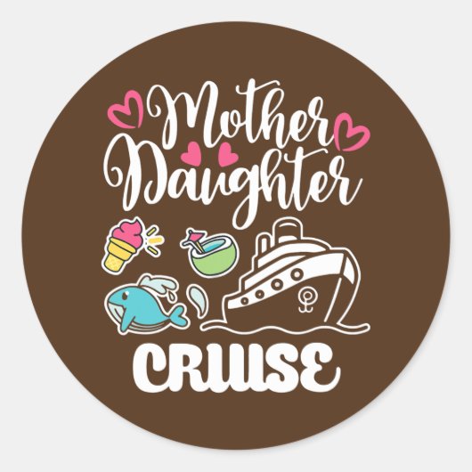 Mother daughter Cruise Ship travel travelling ラウンドシール (正面)