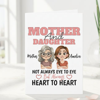 Mother Daughter Hearts Connected Across Miles カード