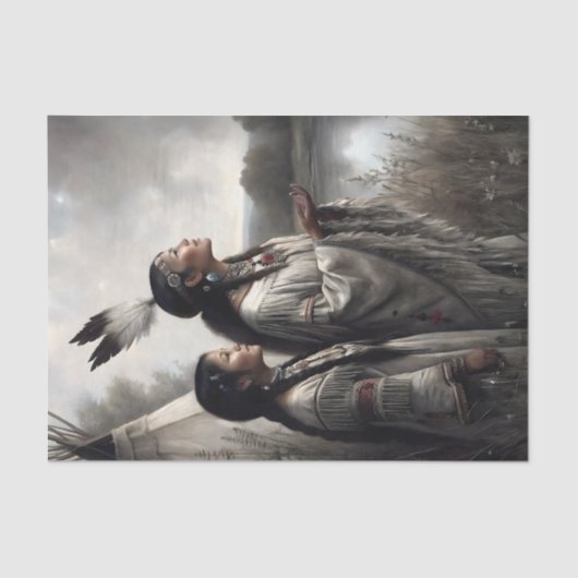 Mother & Daughter Teepee Prayer Decoupage 薄葉紙 (正面)