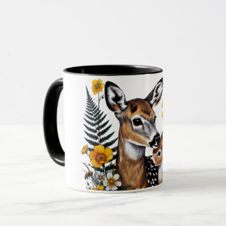 Mother Deer & Fawn Wildflower Mug マグカップ