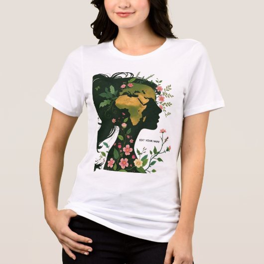 Mother Earth Woman Silhouette – Floral Nature Godd トライブレンドＴシャツ (正面)