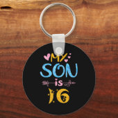 Mother father mom dad happy birthday son is 16 キーホルダー (正面)