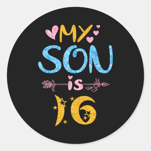 Mother father mom dad happy birthday son is 16 ラウンドシール (正面)