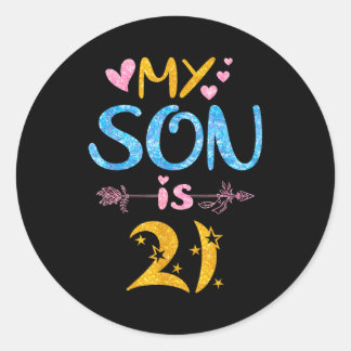 Mother father mom dad happy birthday son is 21 ラウンドシール