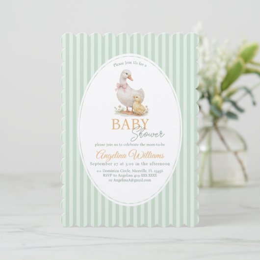 Mother Goose and Gosling Baby Shower Invitation 招待状 (スタンド正面)