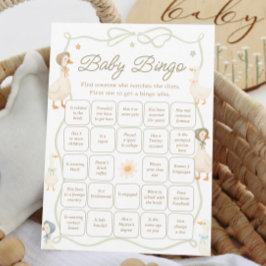 Mother Goose Baby Shower Find the Guest Bingo Game 招待状