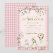Mother Goose Baby Shower Pink Girl 招待状 (正面/裏面)