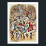 Mother Goose Dancing with Santa Claus ポスター<br><div class="desc">Featuring a charming vintage Mother Goose illustration dancing with Santa Claus at the Christmas party created in the 1890's.</div>