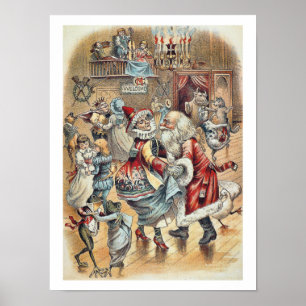 Mother Goose Dancing with Santa Claus ポスター