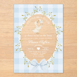 Mother Goose Silly Baby Shower Blue Gingham アクリル招待状