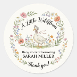 Mother Goose Wildflower Baby Shower Favor Sticker ラウンドシール
