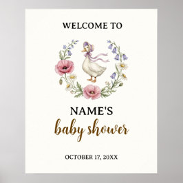Mother Goose Wildflower Baby Shower Welcome Sign ポスター