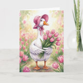 Mother Goose With Pink Tulips カード (正面)