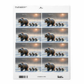 Mother Grizzly Baby Bear Cubs Frozen Arctic Tundra ラベル (フルシート)
