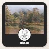 Mother Hen Nesting Name Tag Egg Photo スクエアペーパーコースター (正面)