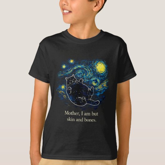 Mother, I Am But Skin And Bones Cat Starry Night V Tシャツ (正面)